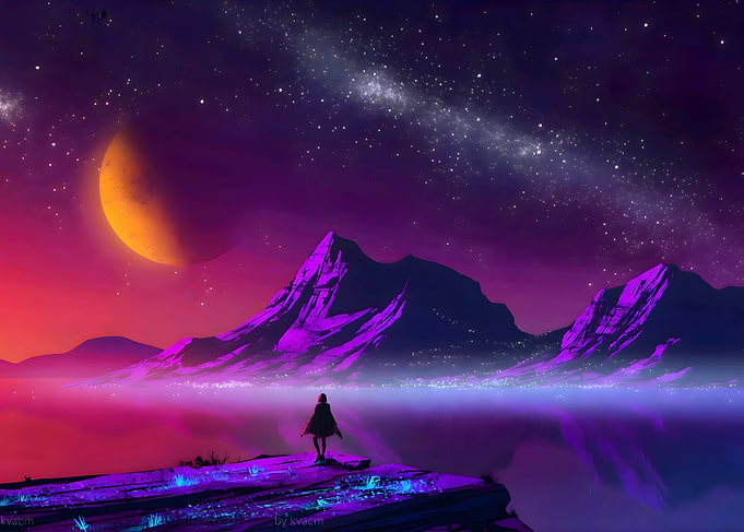 Night Sky Mountain Landscape