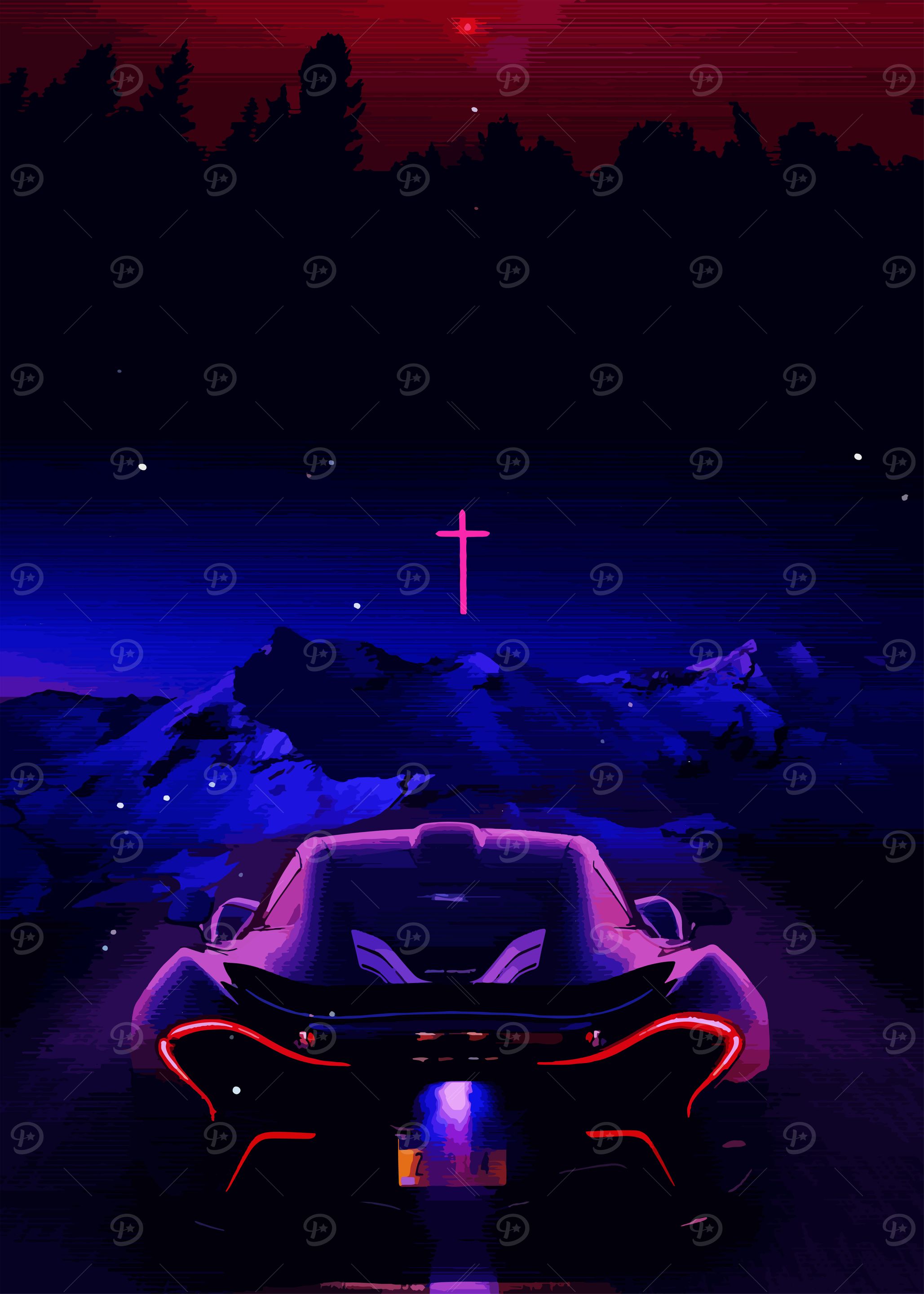 Night Drive with a Cross