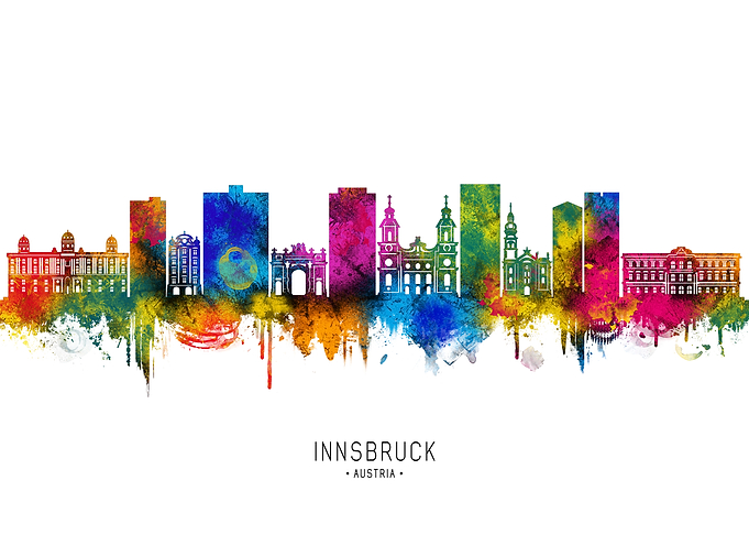 Innsbruck Skyline Watercolor