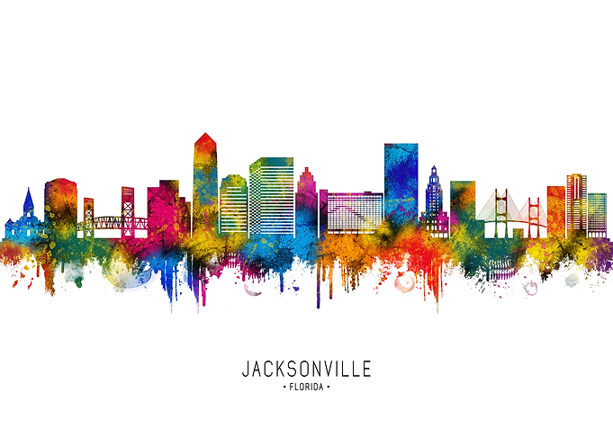 Jacksonville Skyline Watercolor
