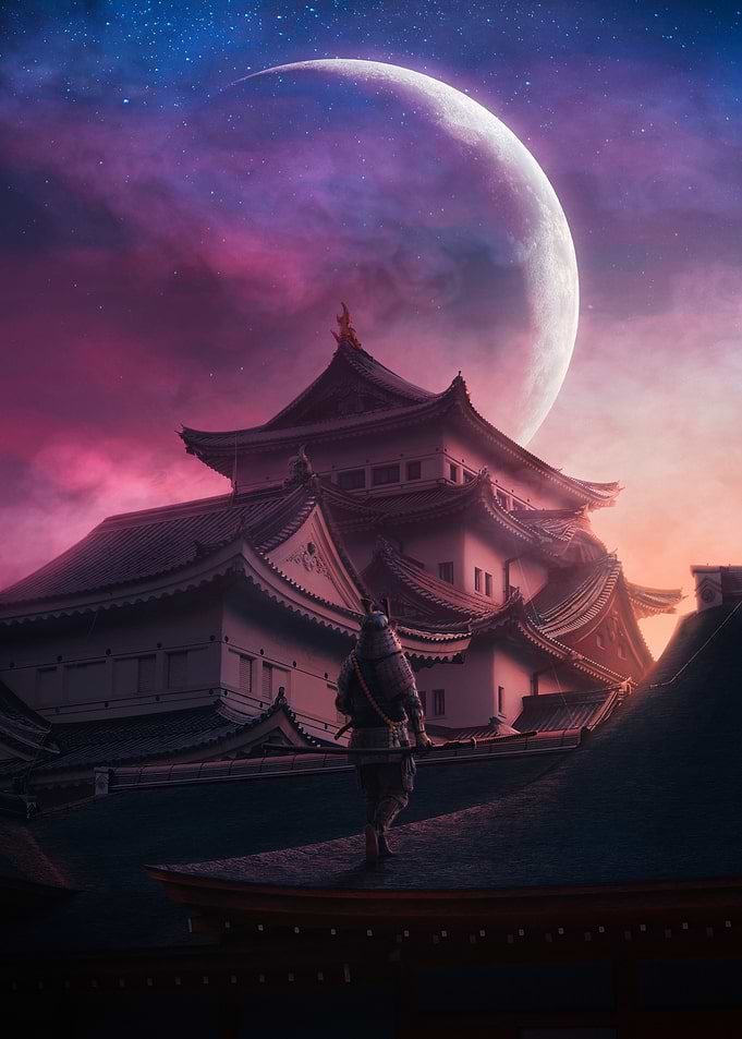 Samurai Under Crescent Moon