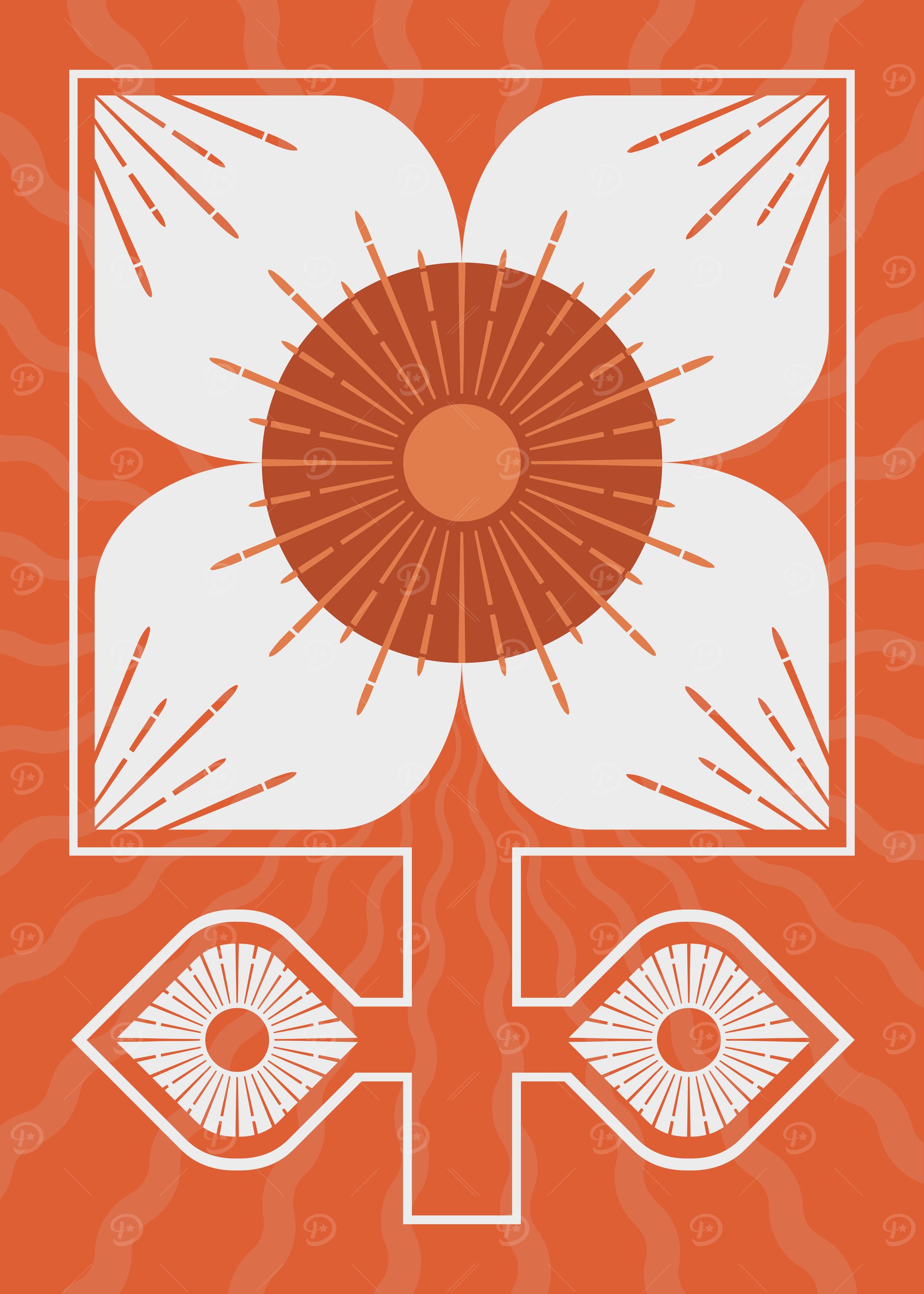 Abstract Retro Flower Design