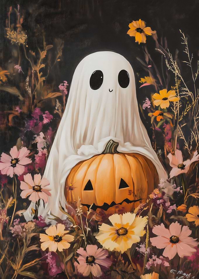 Friendly Ghost with Pumpkin