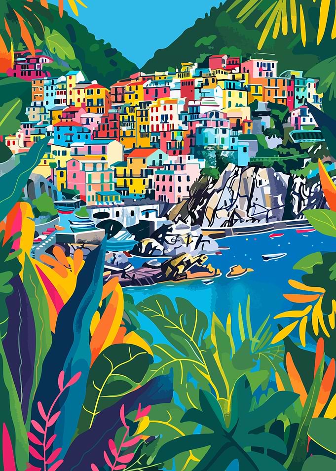 Minimalist Italy Art Cinque Terre Coast