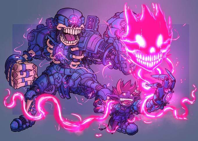 Cyberpunk Cyclops and Jane Demon Gremlin
