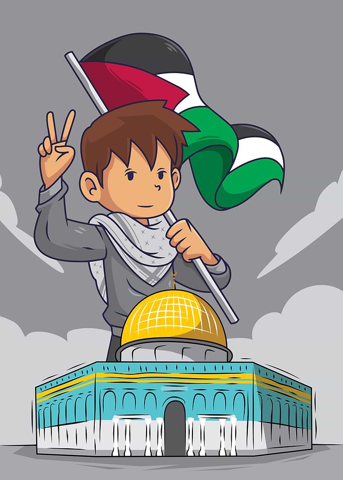 Palestinian Boy with Flag