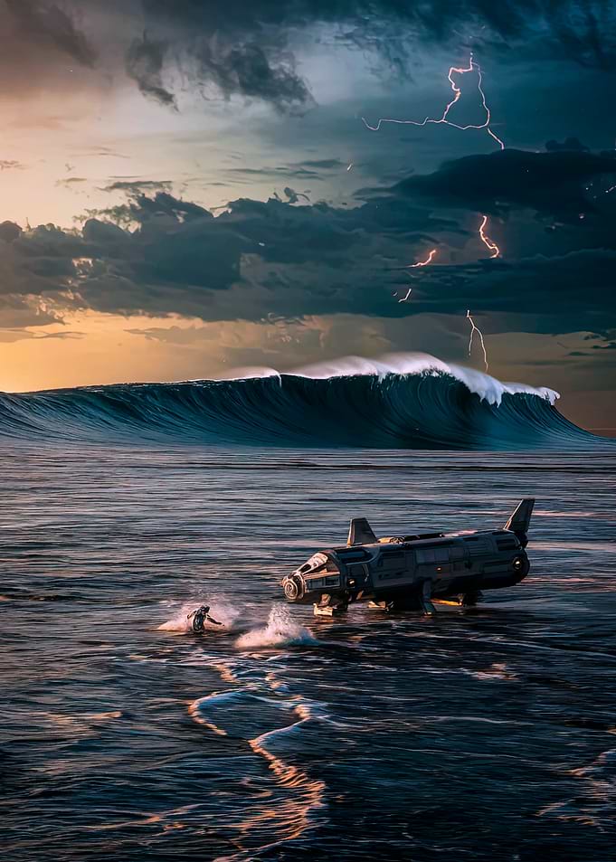 Spaceship Landing on Water
