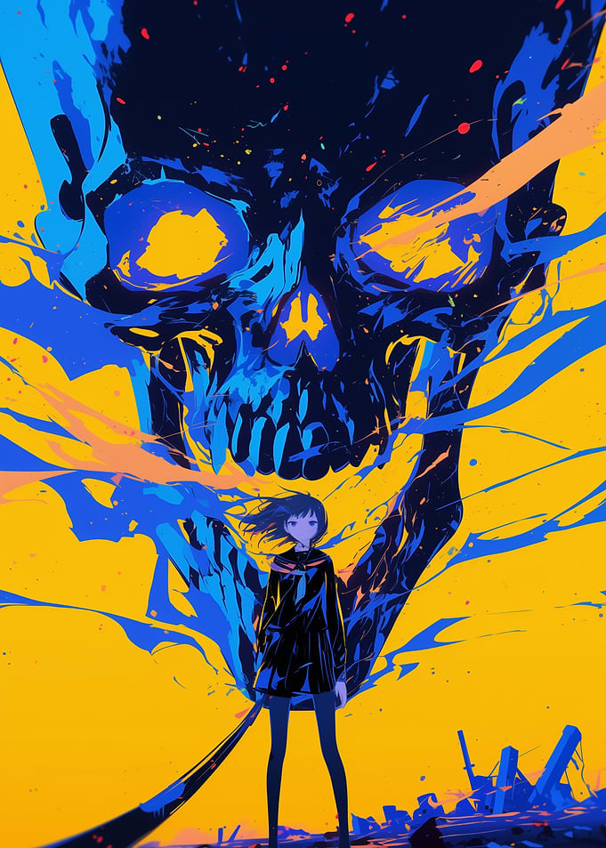 Anime Girl and Skull
