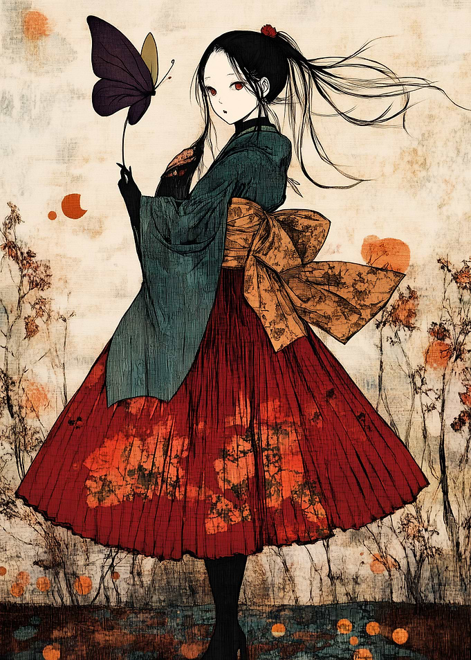 Anime Girl with Butterfly