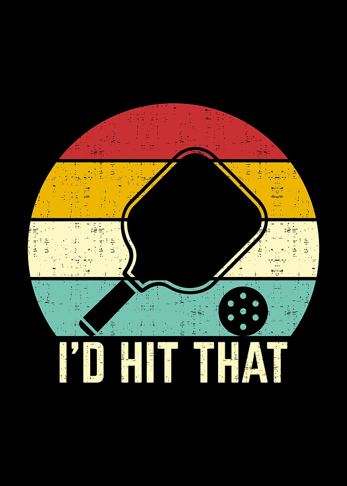 retros vintage sunset distressed paddle I'd hit that pickleball player Design