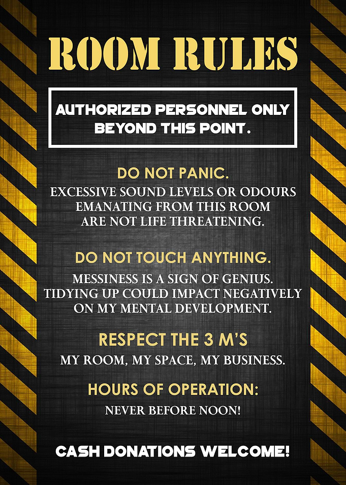 Funny Room Rules for Teens