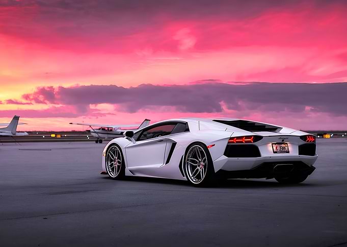 White Lamborghini Aventador
