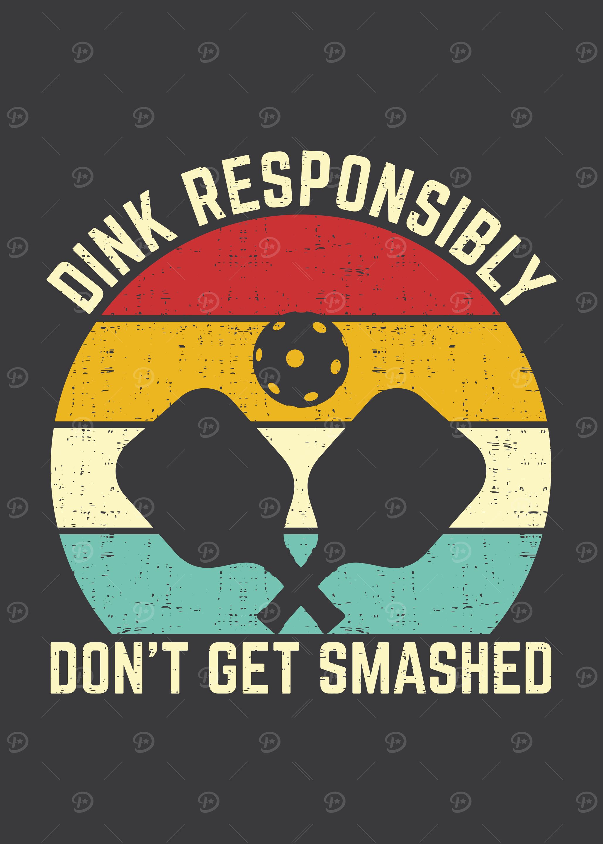 cute funny retros vintage sunset distressed paddle and balls graphic dink responsibly don't get smashed pickleball payers cute graphic