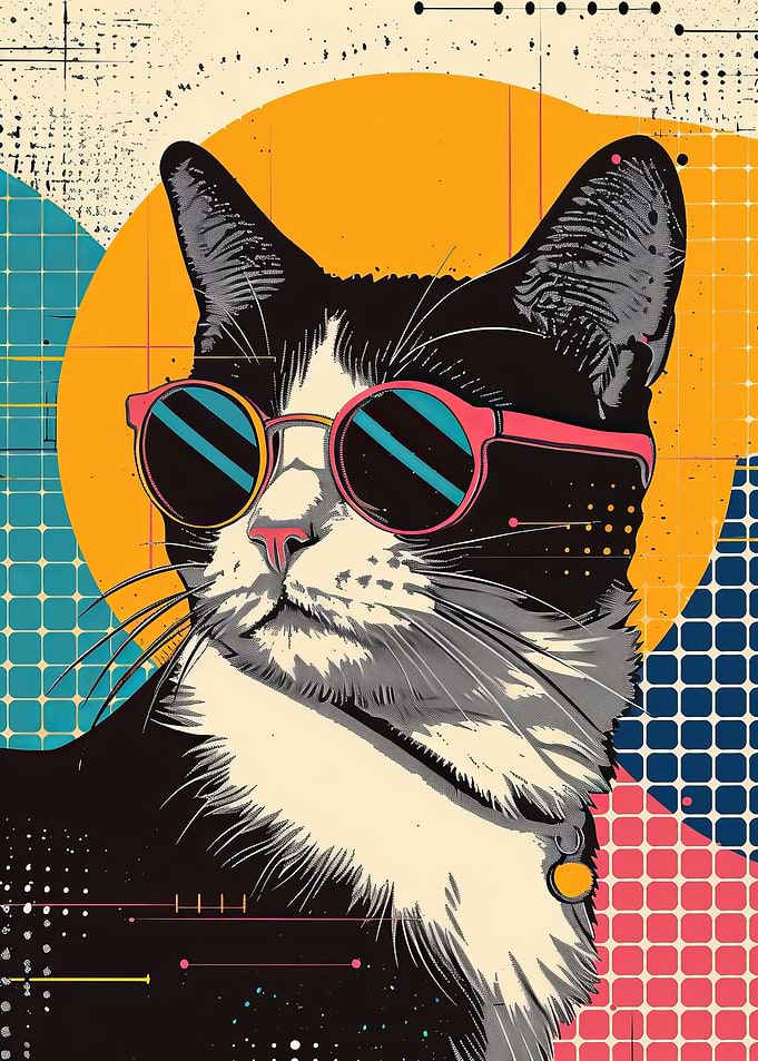 Cool Retro Cat in Sunglasses
