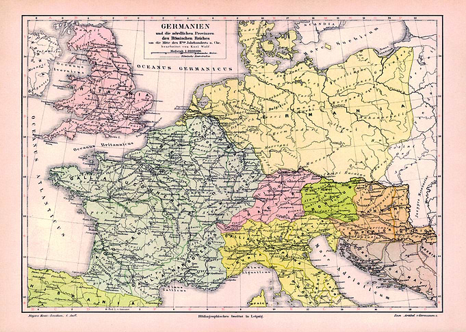 Poster map Germania 11th century | Vintage