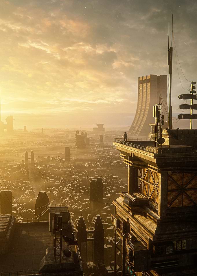 Futuristic Cityscape at Sunset