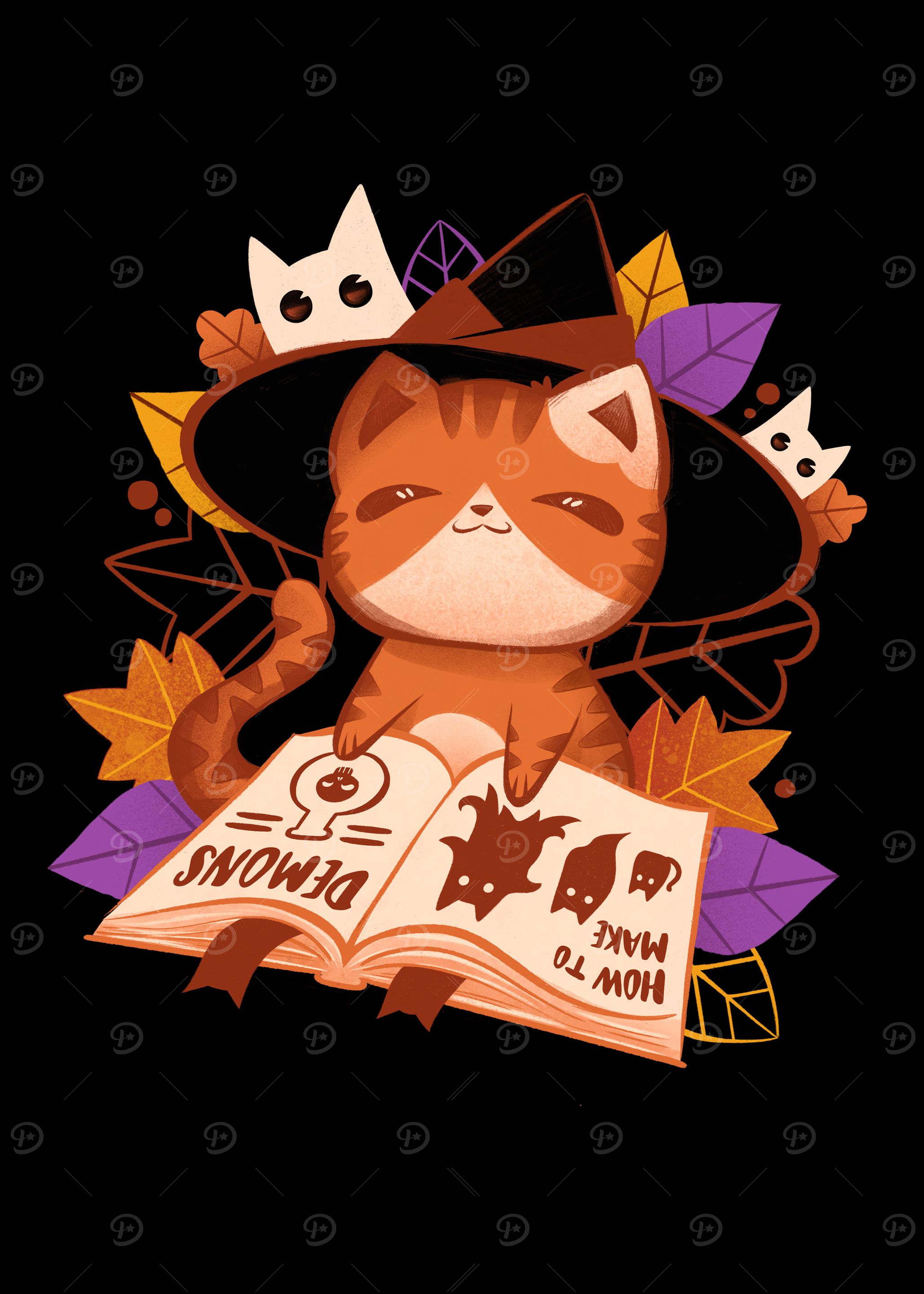 Witch Cat Reading Spellbook