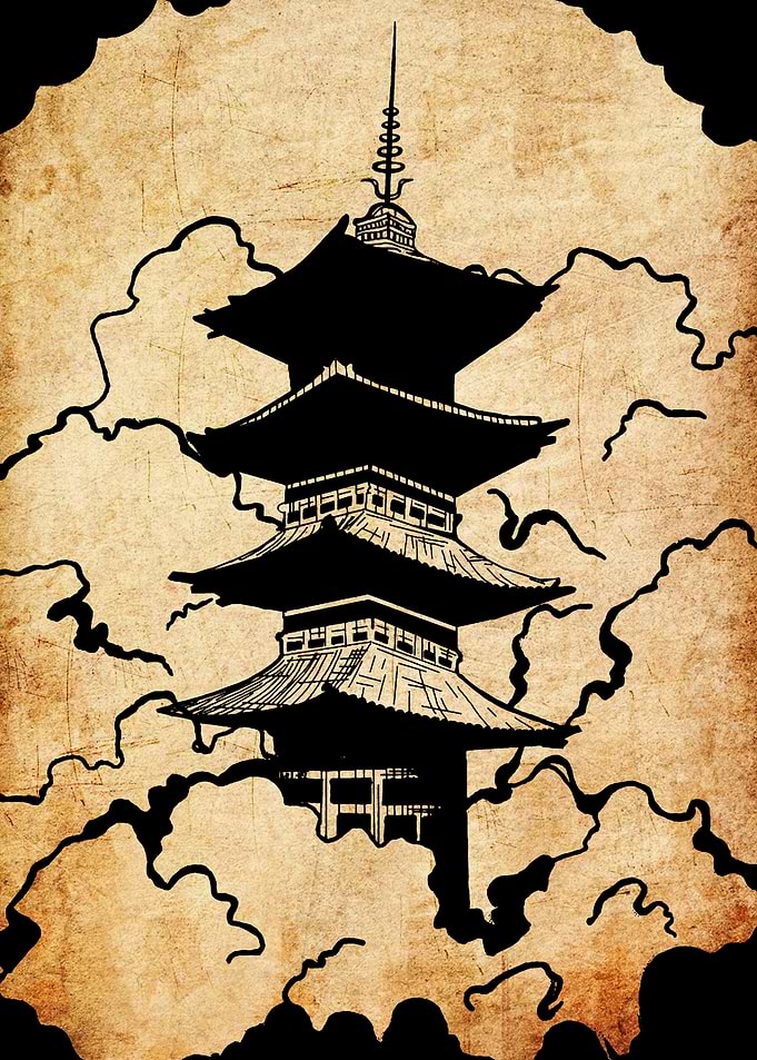 Japanese Pagoda Illustration