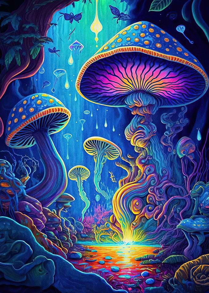 Psychedelic Mushroom Forest
