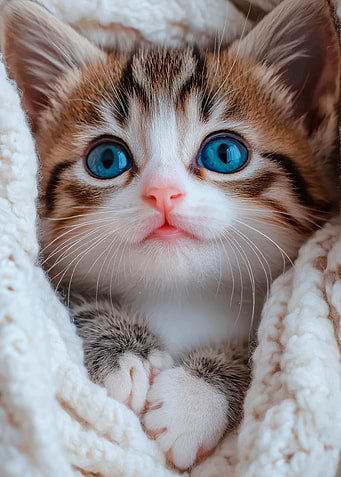 Cute Kitten in Blanket