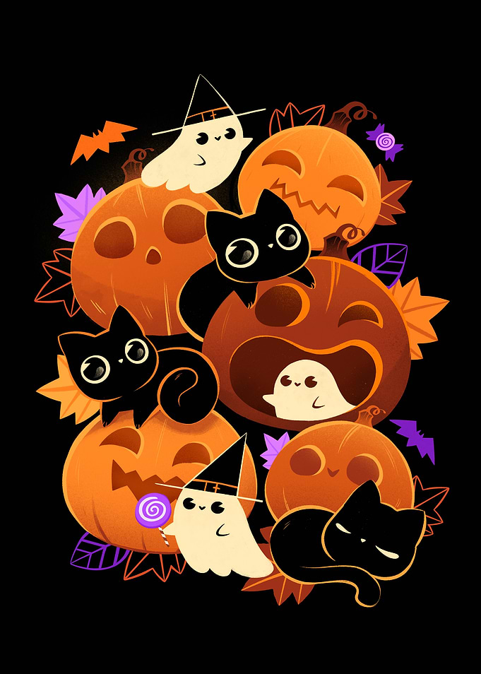 Halloween Cats & Ghosts