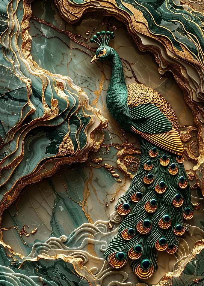 Peacock Marble Art