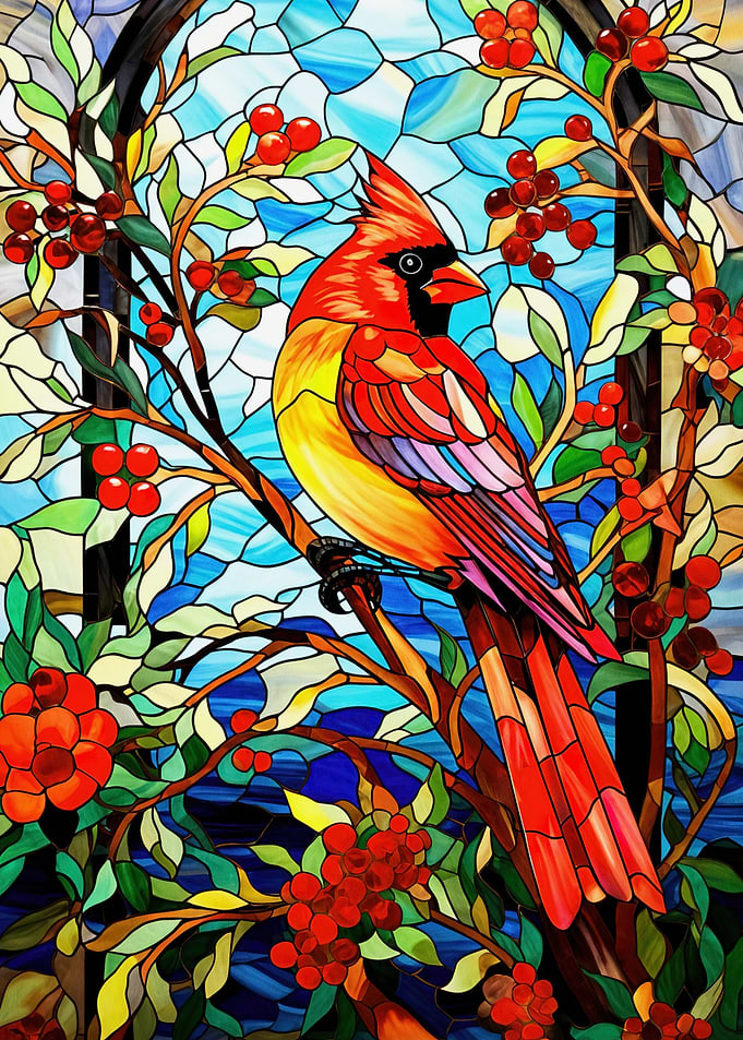 Stained Glass Cardinal