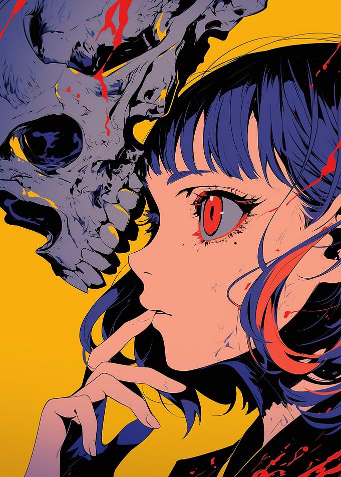 Anime Girl with Skull