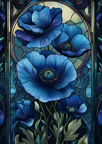 Blue Poppy Stained Glass