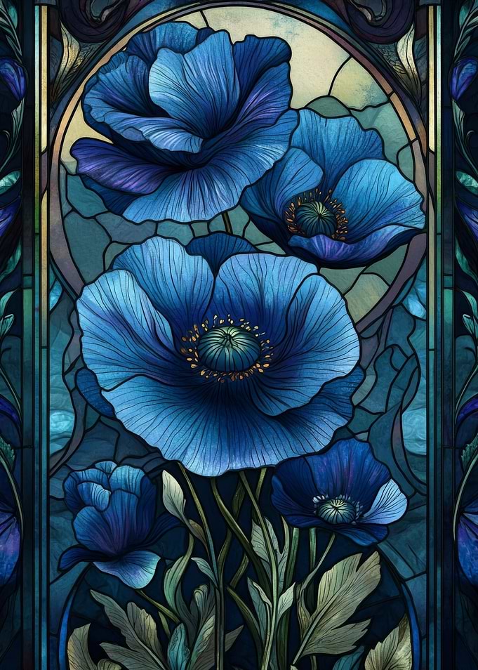 Blue Poppy Stained Glass