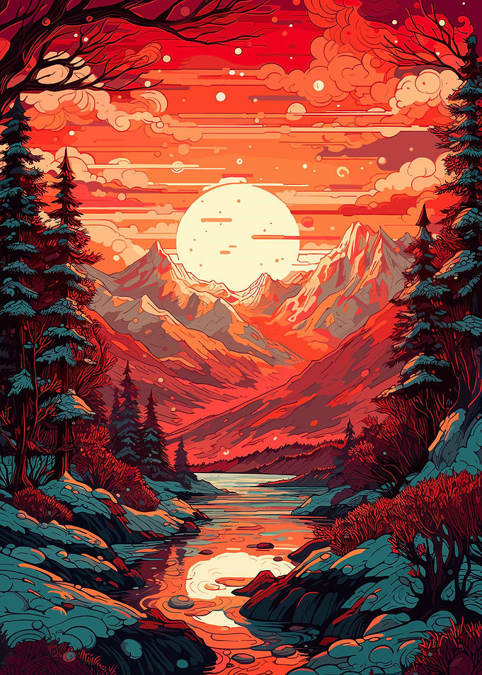 Mountain Sunset Landscape