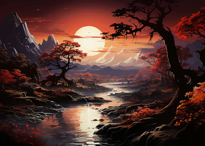 Sunset River Landscape