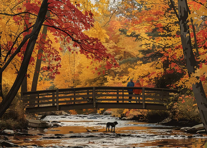 Autumn Bridge Scene