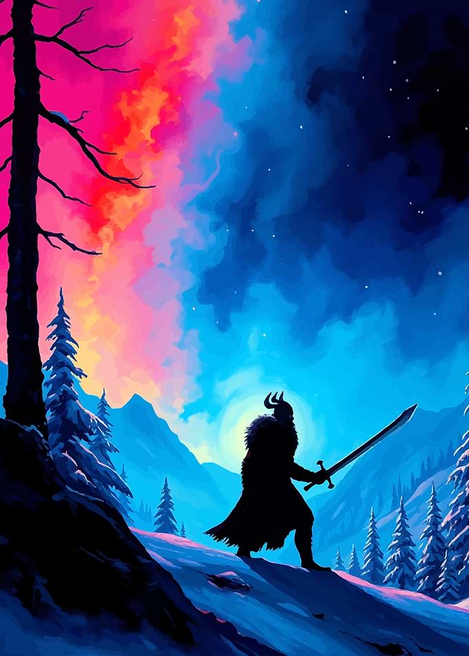 Viking in a Snowy Landscape