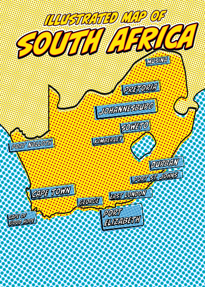 South Africa Pop Art Map