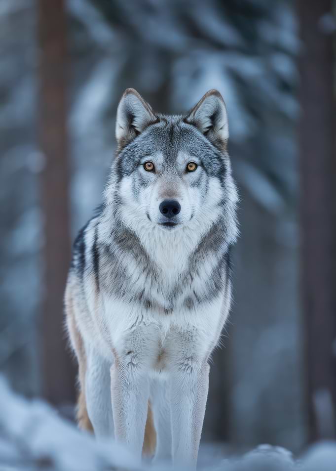 Wolf in Winter Forest