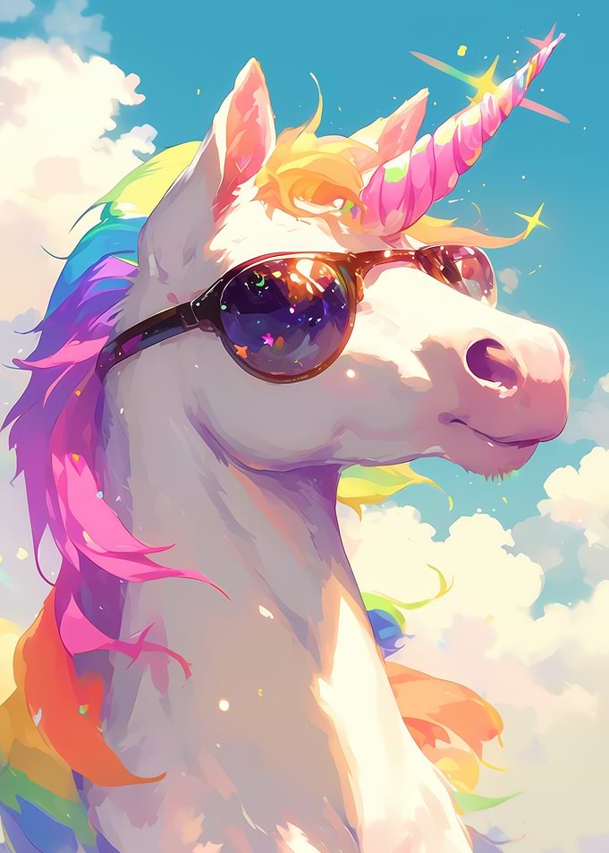 Rainbow Unicorn with Sunglasses