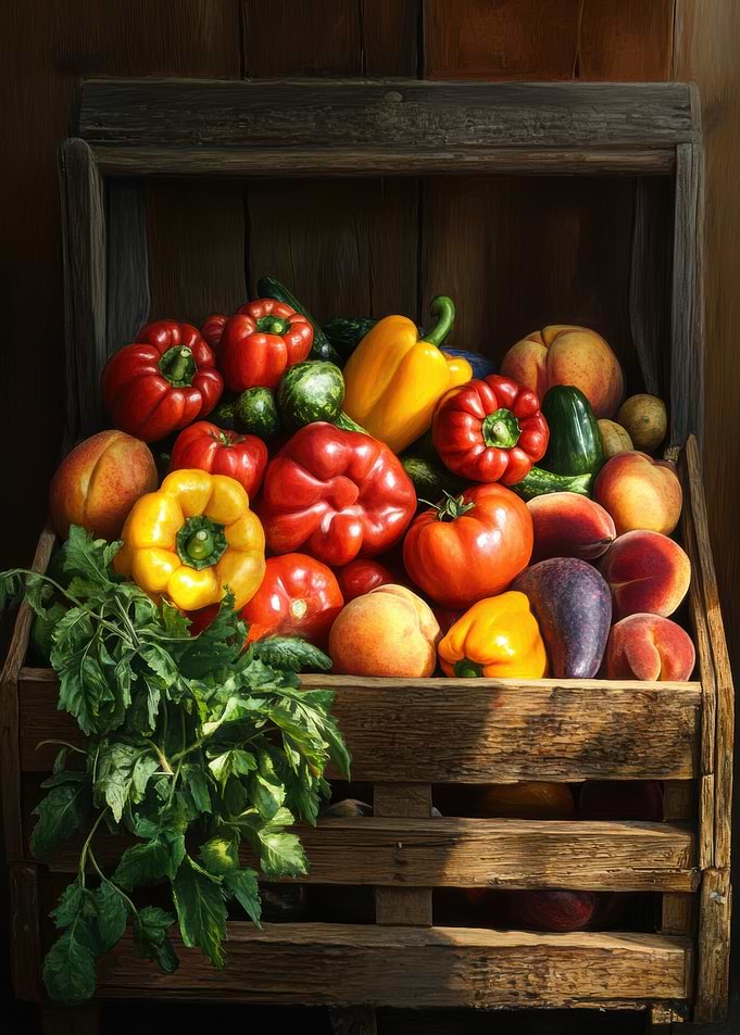 Fresh Produce in Wooden Crate