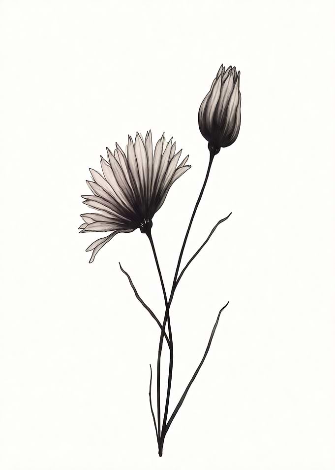 Black and White Flower Illustration