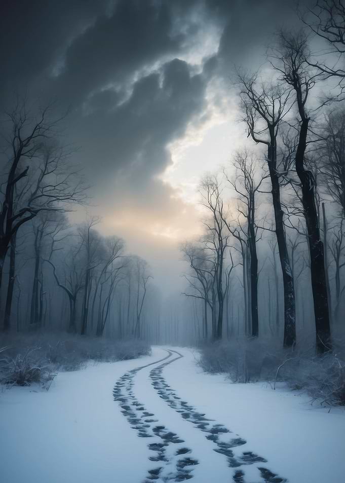 Snowy Forest Path
