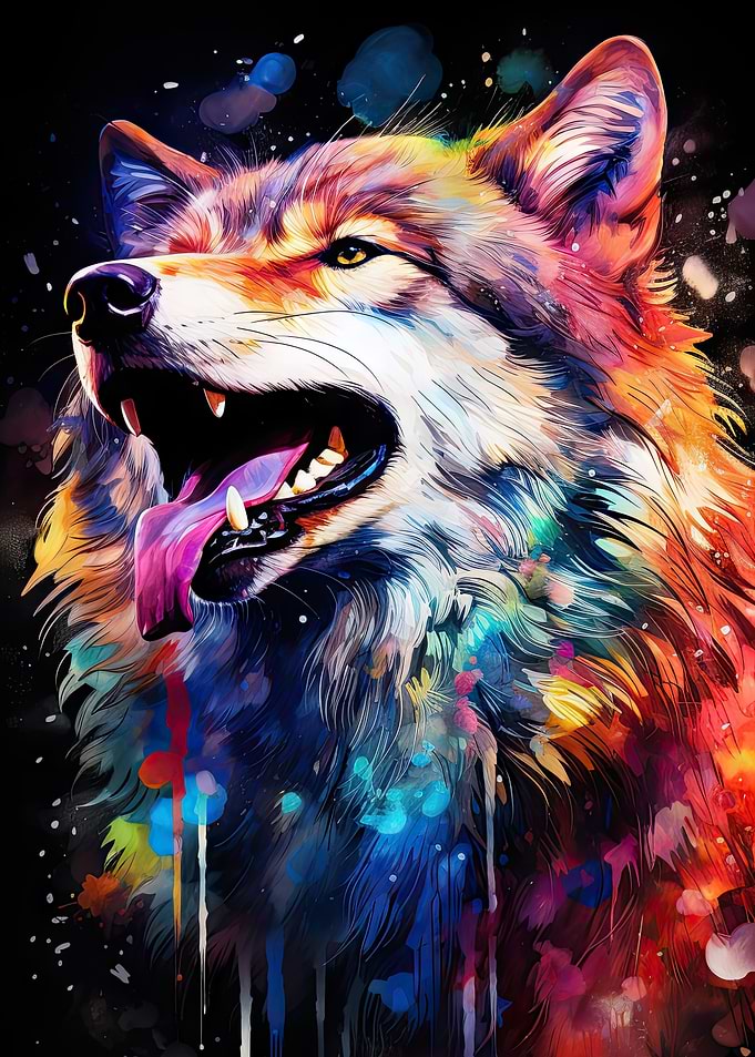 Colorful Wolf Portrait