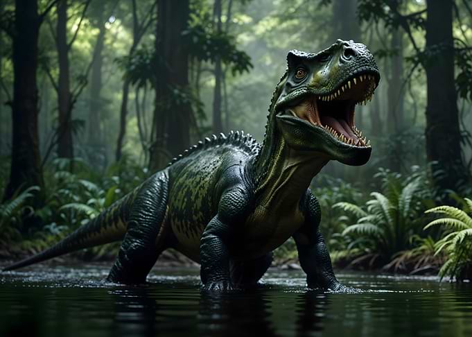 Dinosaur in forest