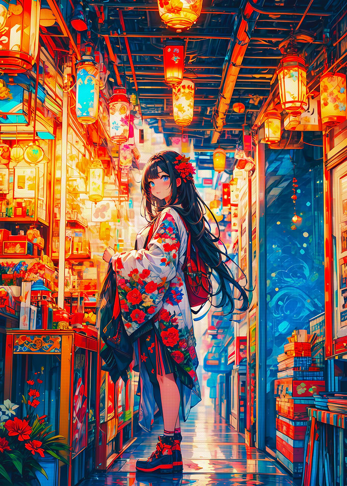Anime Girl in Japanese Street