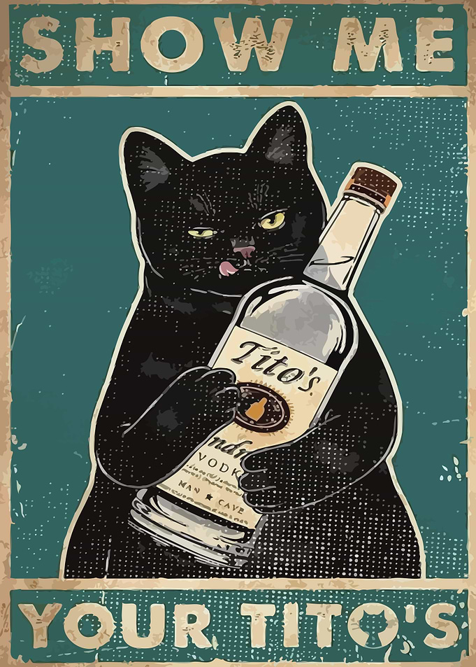 Cat Holding Tito's Vodka