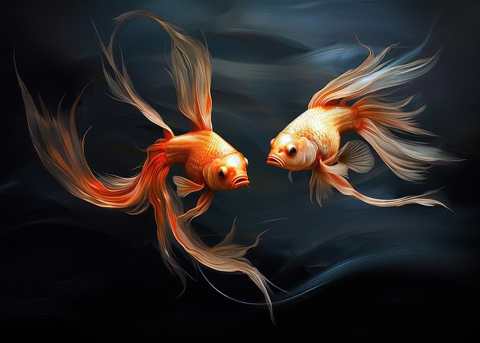 Two Goldfish in Water painting