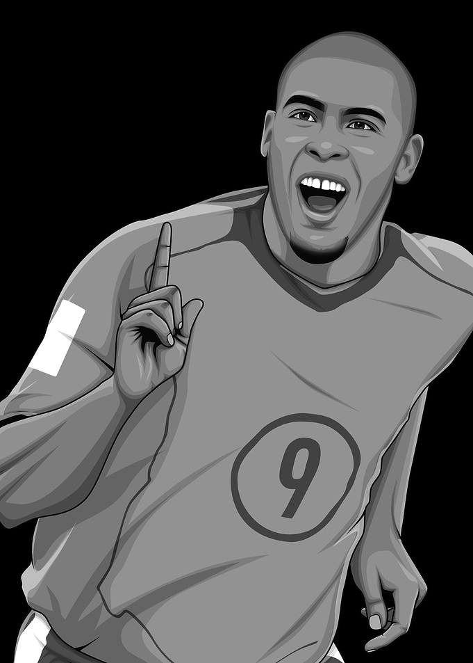 Ronaldo Nazario Black and White Version