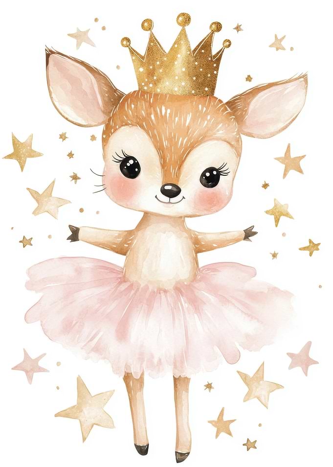 Ballerina Deer with Crown