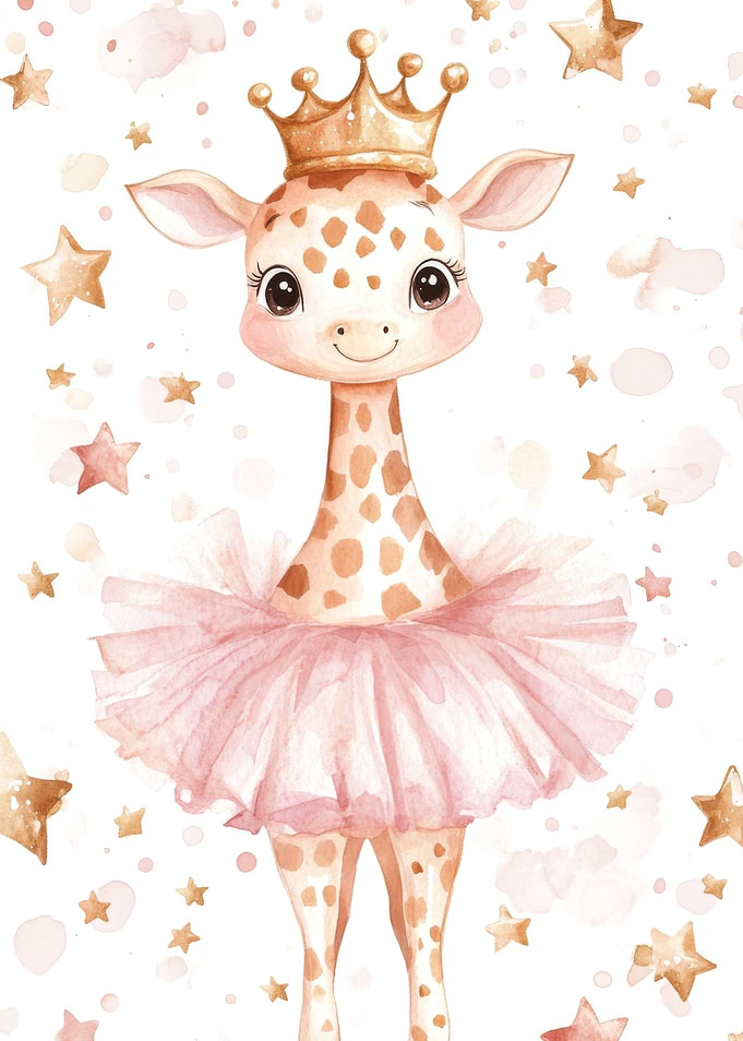 Giraffe Princess Watercolor