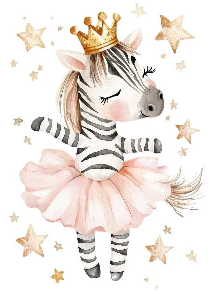 Zebra Ballerina with Stars