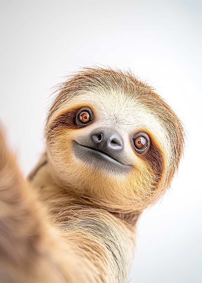 Adorable Sloth Taking Selfie - Fun Wall Decor